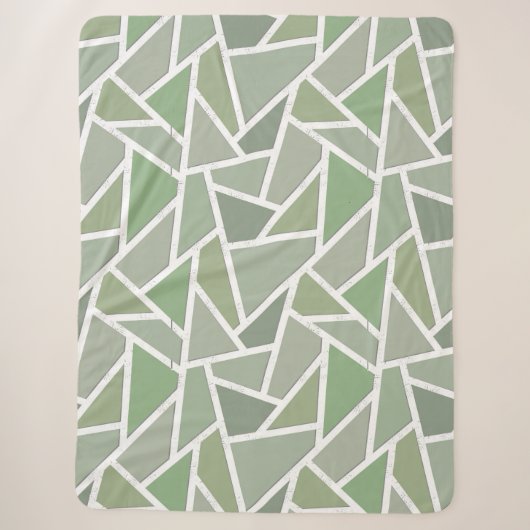 Couverture Sherpa Motif de mosaïque vert olive (Devant)