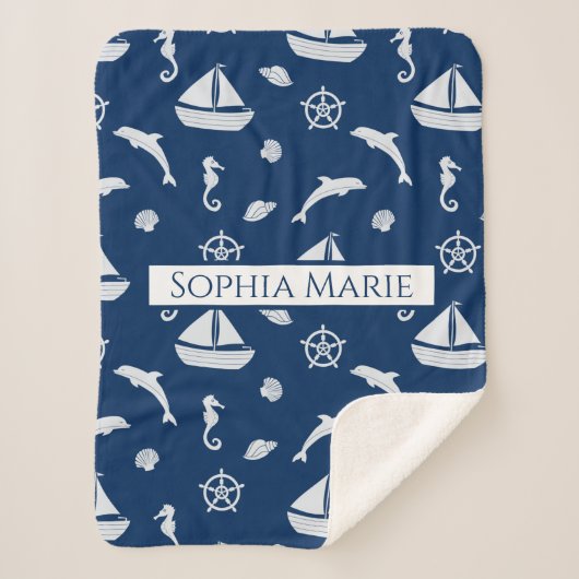 Couverture Sherpa Motif de navigation et de vie marine (Devant)