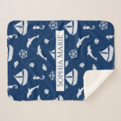 Couverture Sherpa Motif de navigation et de vie marine (Devant (Horizontal))