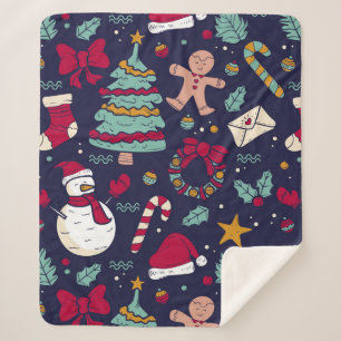 Couverture Sherpa Motif de Noël