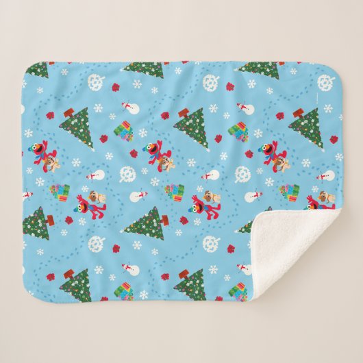 Couverture Sherpa Motif de Noël bleu Elmo & Tango (Devant (Horizontal))