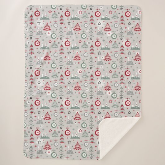 Couverture Sherpa Motif de Noël d'hiver. (Devant)
