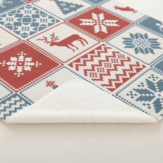 Couverture Sherpa Motif de Noël en patchwork. Traditionel  (3/4)