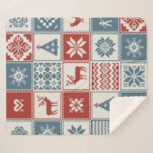 Couverture Sherpa Motif de Noël en patchwork. Traditionel  (Devant (Horizontal))