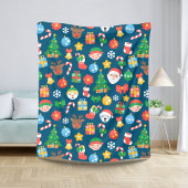 Couverture Sherpa Motif de Noël joyeux sur bleu