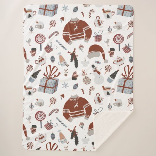 Couverture Sherpa Motif de Noël rétro (Devant)