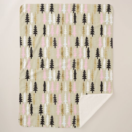 Couverture Sherpa Motif de Noël rose et or Sherpa Blanket (Devant)