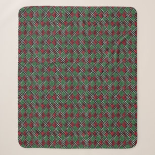 Couverture Sherpa Motif de Noël rouge et vert tendance