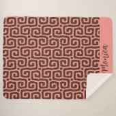 Couverture Sherpa Motif de nom monogramme abstrait rose et marron gi (Devant (Horizontal))
