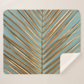 Couverture Sherpa Motif de palme tropicale peint en or (Devant (Horizontal))