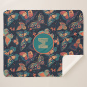 Couverture Sherpa Motif de papillon monogramme personnalisé (Devant (Horizontal))