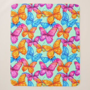 Couverture Sherpa Motif de papillons colorés