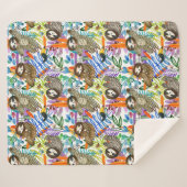 Couverture Sherpa Motif de paresse d'aquarelle de bande dessinée (Devant (Horizontal))