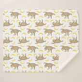 Couverture Sherpa Motif de paresses et de bananes (Devant (Horizontal))