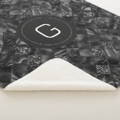 Couverture Sherpa Motif de Parties scintillant moderne Monogramme Bl (3/4)