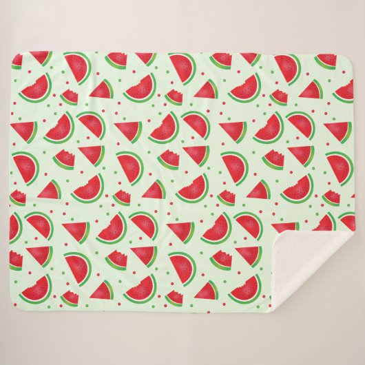 Couverture Sherpa Motif de pastèque Fruit rafraîchissant vert clair (Devant (Horizontal))