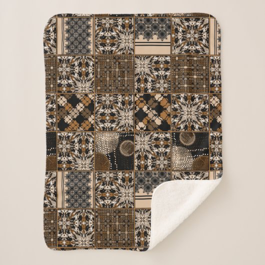 Couverture Sherpa Motif de patchwork rustique (Devant)