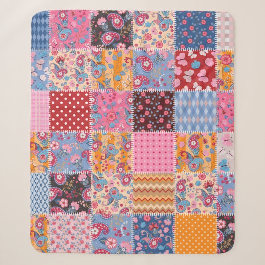 Couverture Sherpa Motif de patchwork transparent (Devant)