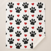 Couverture Sherpa Motif De Pâtes, Pâtes De Chien, Pâtes Noires, Coeu (Devant)