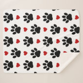 Couverture Sherpa Motif De Pâtes, Pâtes De Chien, Pâtes Noires, Coeu (Devant (Horizontal))