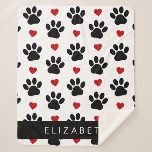 Couverture Sherpa Motif De Pâtes, Pâtes Noires, Coeurs Rouges, Votre