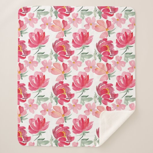 Couverture Sherpa Motif de pivoine d'aquarelle (Devant)