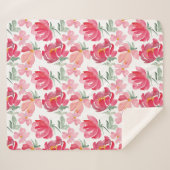 Couverture Sherpa Motif de pivoine d'aquarelle (Devant (Horizontal))