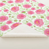Couverture Sherpa Motif de pivoines roses (3/4)