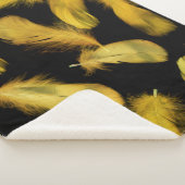 Couverture Sherpa Motif de plumes jaunes (3/4)