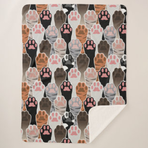 Couverture Sherpa Motif de plusieurs pattes de chat