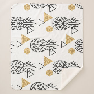 Couverture Sherpa Motif de points d'or géométriques à ananas.