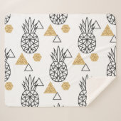 Couverture Sherpa Motif de points d'or géométriques à ananas. (Devant (Horizontal))