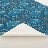 Couverture Sherpa Motif de poisson bleu (3/4)