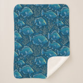 Couverture Sherpa Motif de poisson bleu (Devant)