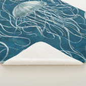 Couverture Sherpa Motif de poisson marine bleu et blanc gelée (3/4)