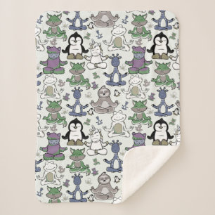 Couverture Sherpa Motif de postures de yoga Motif sans couture de