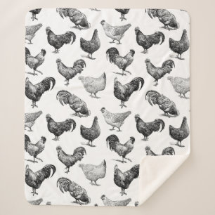 Couverture Sherpa Motif de poulet de la ferme Retro Country