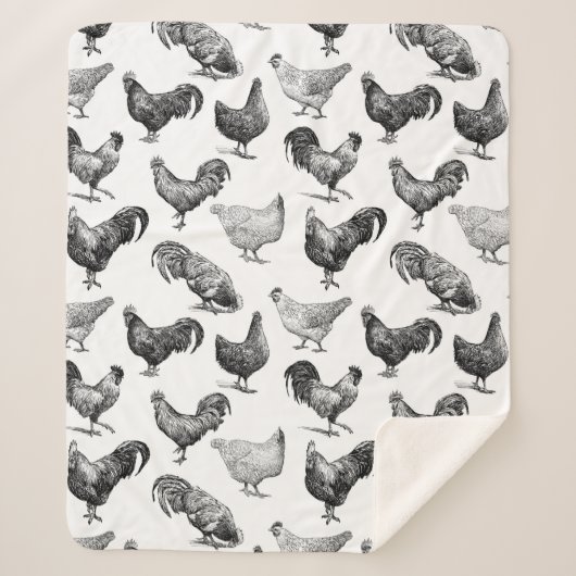 Couverture Sherpa Motif de poulet de la ferme Retro Country (Devant)