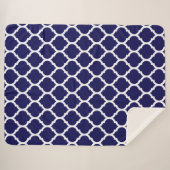 Couverture Sherpa Motif de Quatrefoil bleu Marocain (Devant (Horizontal))
