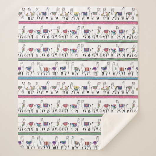 Couverture Sherpa Motif de rayure de lama (Devant)