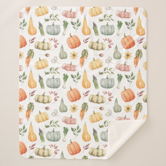 Couverture Sherpa Motif de récolte d'automne Watercolor (Devant)