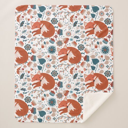 Couverture Sherpa Motif de renard nordique (Devant)