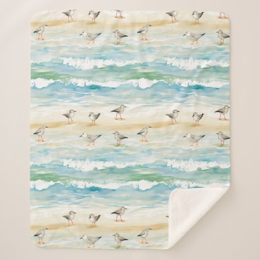 Couverture Sherpa Motif de rivage de bécasseau côtier (5) (Devant)