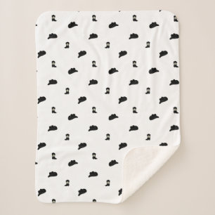 Couverture Sherpa Motif de rodéo minimaliste noir et blanc