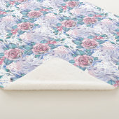 Couverture Sherpa Motif de rose de rose et de bleu (3/4)