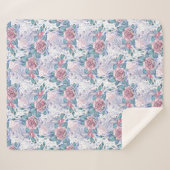 Couverture Sherpa Motif de rose de rose et de bleu (Devant (Horizontal))