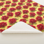 Couverture Sherpa motif de roses rouges 3d (3/4)