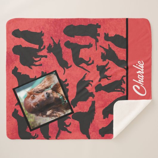 Couverture Sherpa Motif de Setter irlandais personnalisé Sherpa Blan (Devant (Horizontal))