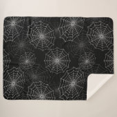 Couverture Sherpa Motif de soie Web Cobweb Spider sur noir (Devant (Horizontal))