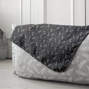 Couverture Sherpa Motif de squelette pour Halloween noir et blanc